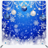 Aperturee - Aperturee Blue Snowflake Bell Christmas Pillow Case Backdrop